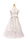 White Cap Sleeve Flower Girl Dress with Embellished Waistband